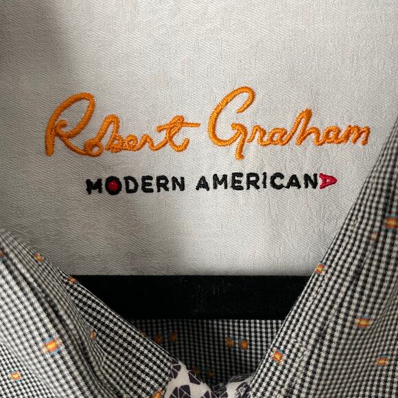 Robert Graham Shirt Mens 2XL Black Modern Americana Houndstooth Retro Preppy - Picture 11 of 14
